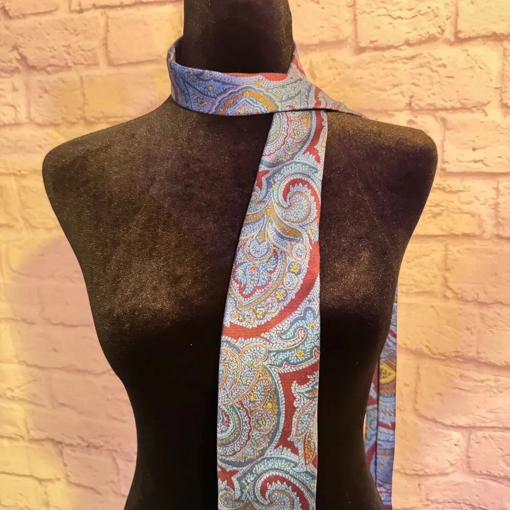PETER MILLAR BLUE AND RED PAISLEY TIE